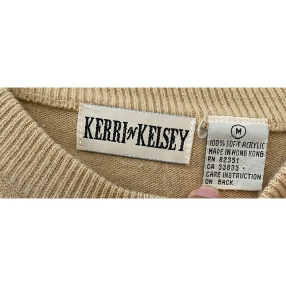Kerri N Kelsey beige golden buttons knit cardigan size Medium - Picture 5 of 5